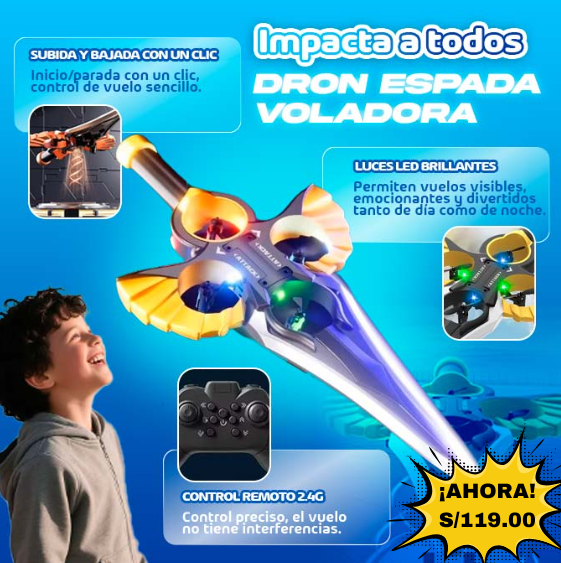 ⚔DRONE ESPADA VOLADORA RECARGABLE CON DOBLE CONTROL DE MANDO🎄✨ EL REGALO NAVIDEÑO MÁS EMOCIONANTE DEL AÑO